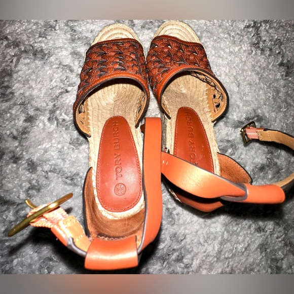 ‼️RARE‼️🎸Tory Burch🎸🔥Ret.$348🔥Basketweave Espadrille Wedge Platform Sandal—7.5 - Picture 8 of 16